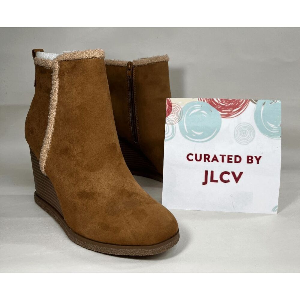 Sun + Stone Women's Camillia Wedge Booties - Tan 9M